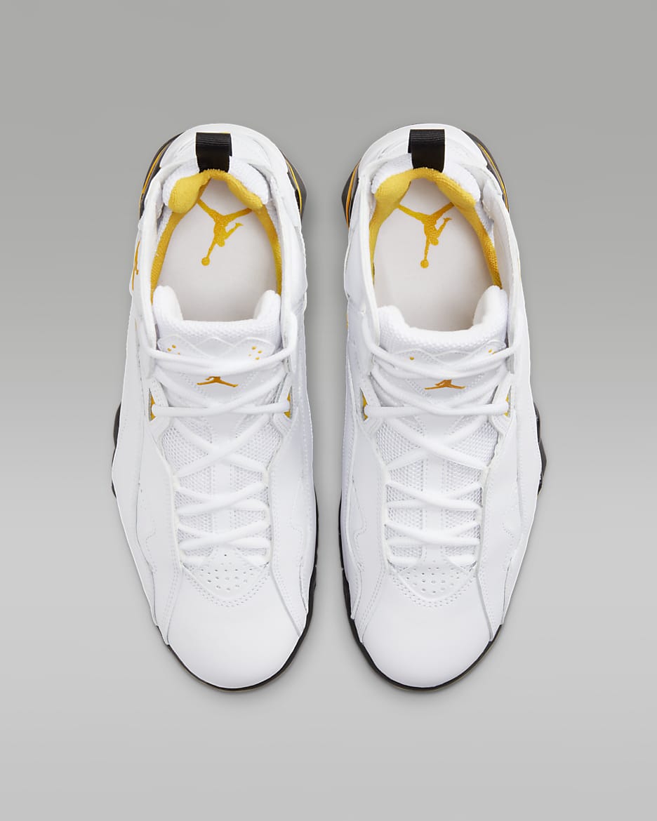 White and yellow jordans top